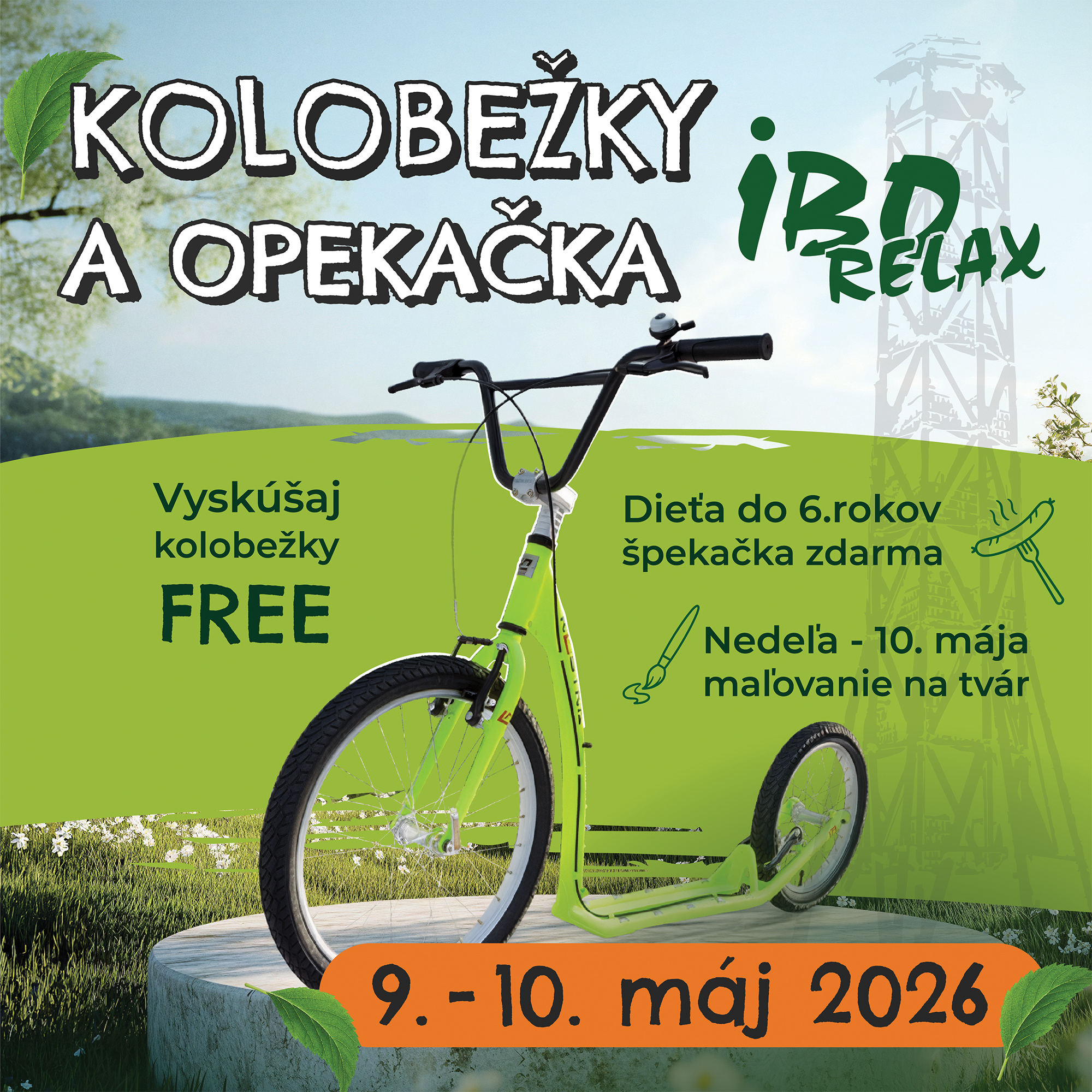 Kolobežky, opekačka a výstup na vyhliadkovú vežu: Rodinný víkend na IBOvke nad Trenčínom