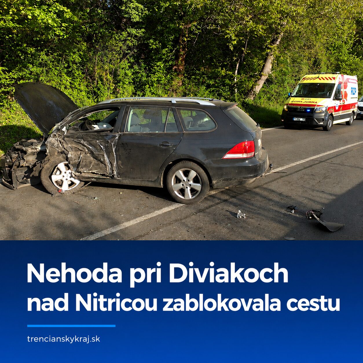 Kamión zablokoval cestu pri Diviakoch nad Nitricou. Po nehode skončila jedna osoba v nemocnici