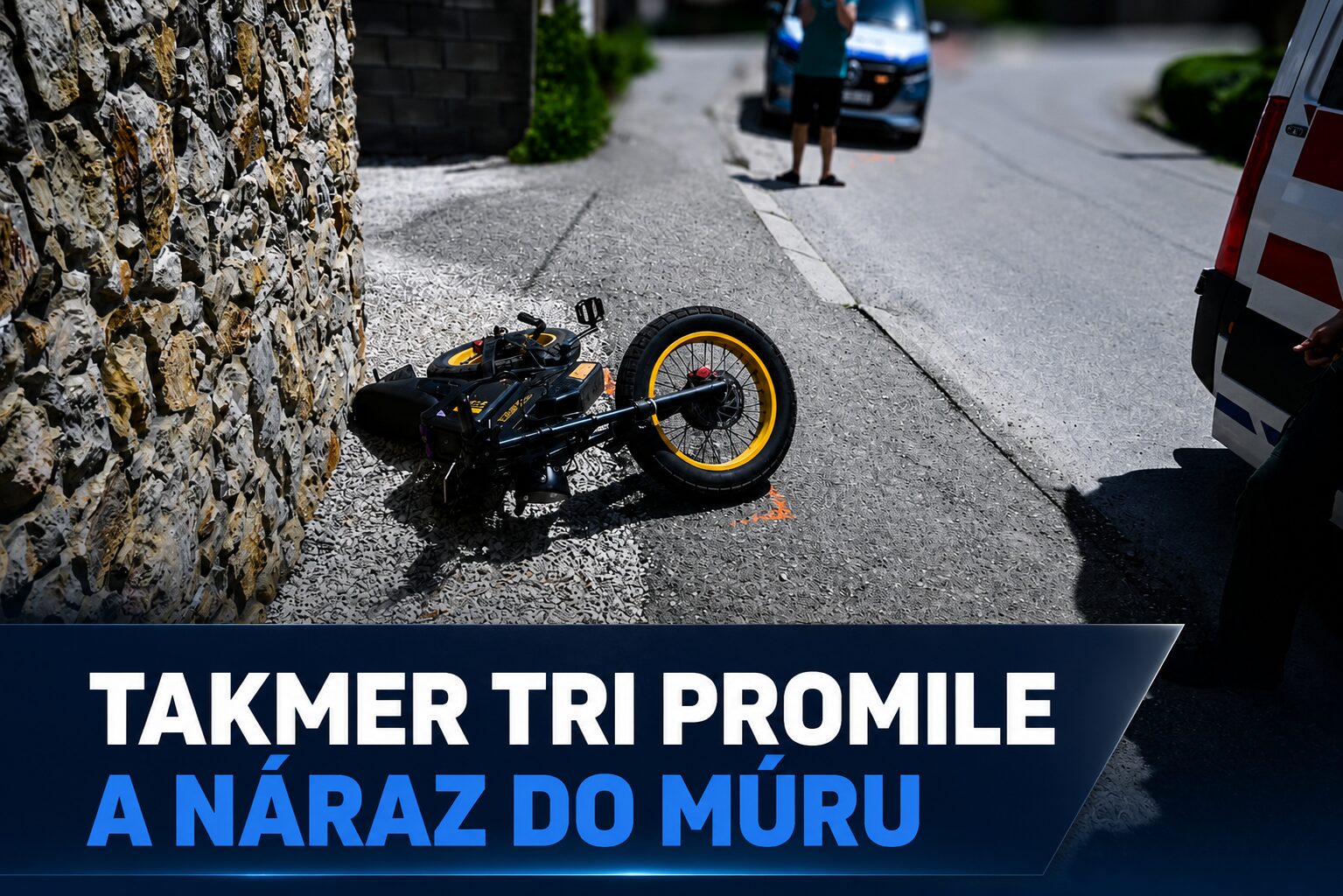 Takmer tri promile a náraz do múru. Cyklista skončil v nemocnici