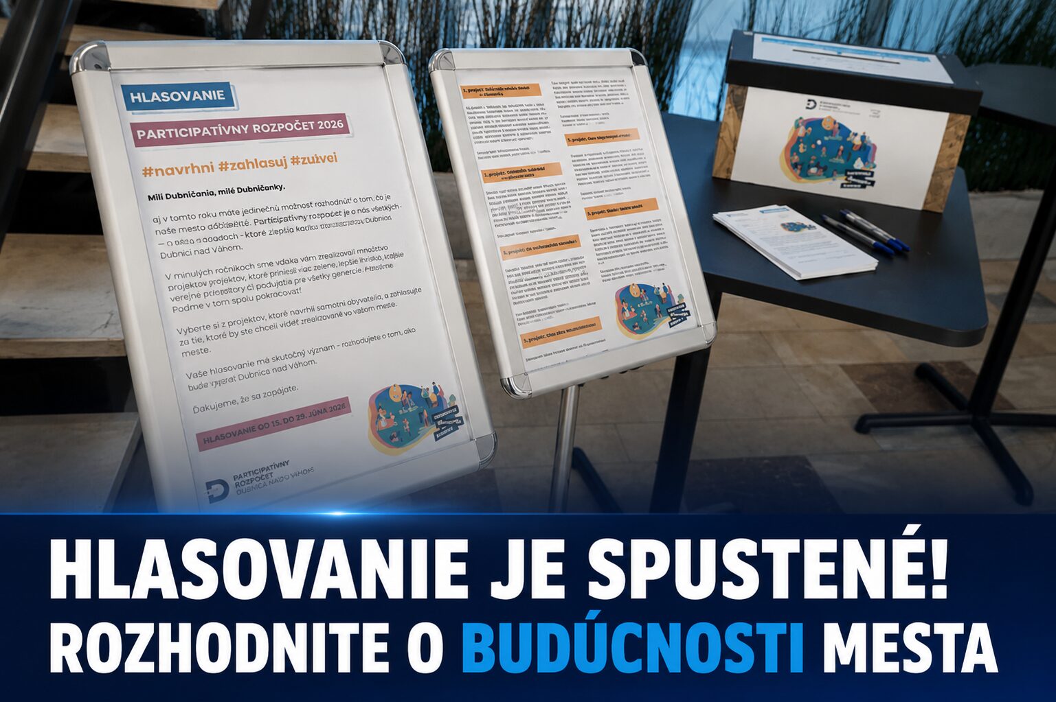 Dubničania rozhodujú o rozdelení 25-tisíc eur. Hlasovanie v participatívnom rozpočte je spustené