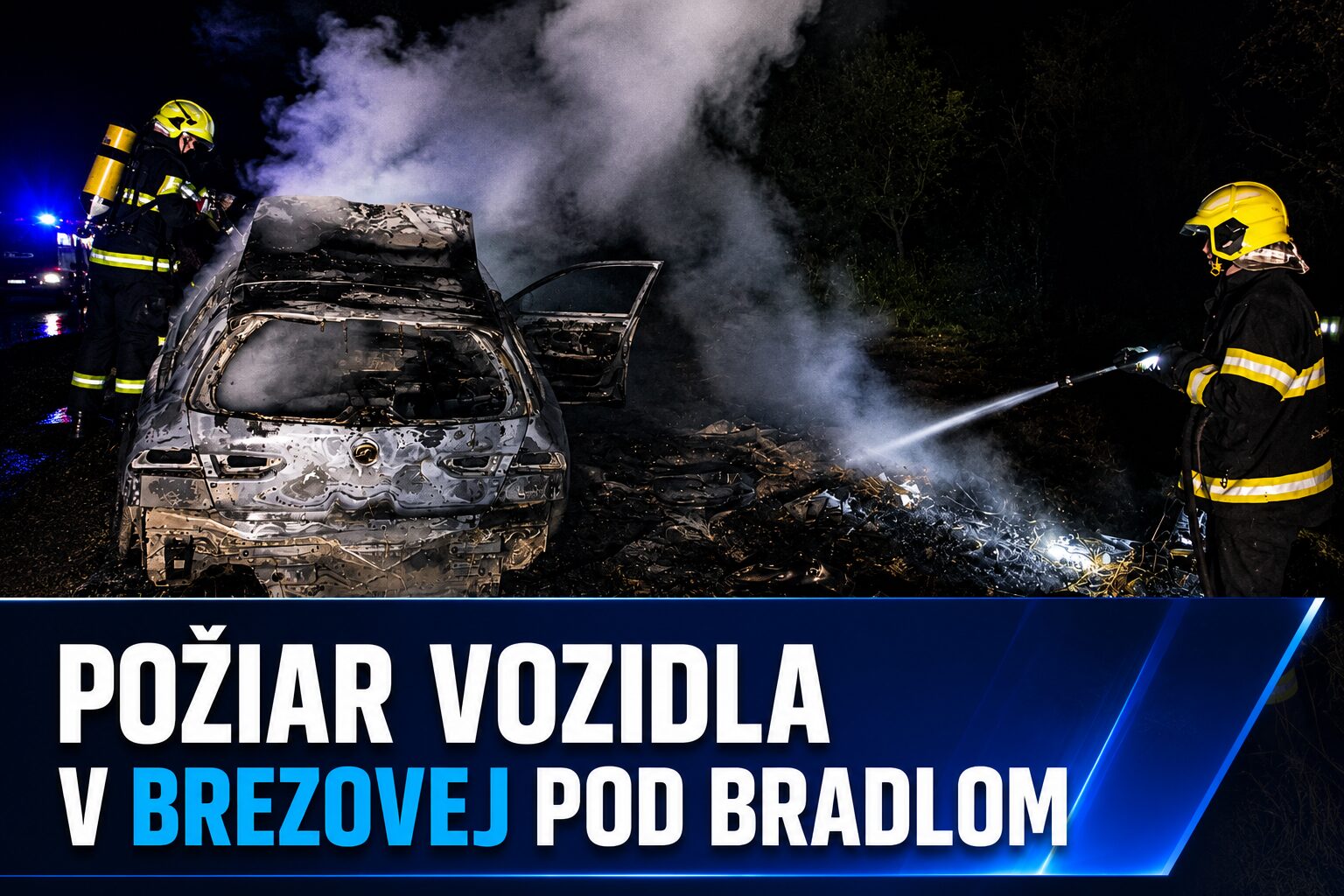 V Brezovej pod Bradlom horelo vozidlo aj okolitý porast. Hasiči zasahovali v noci
