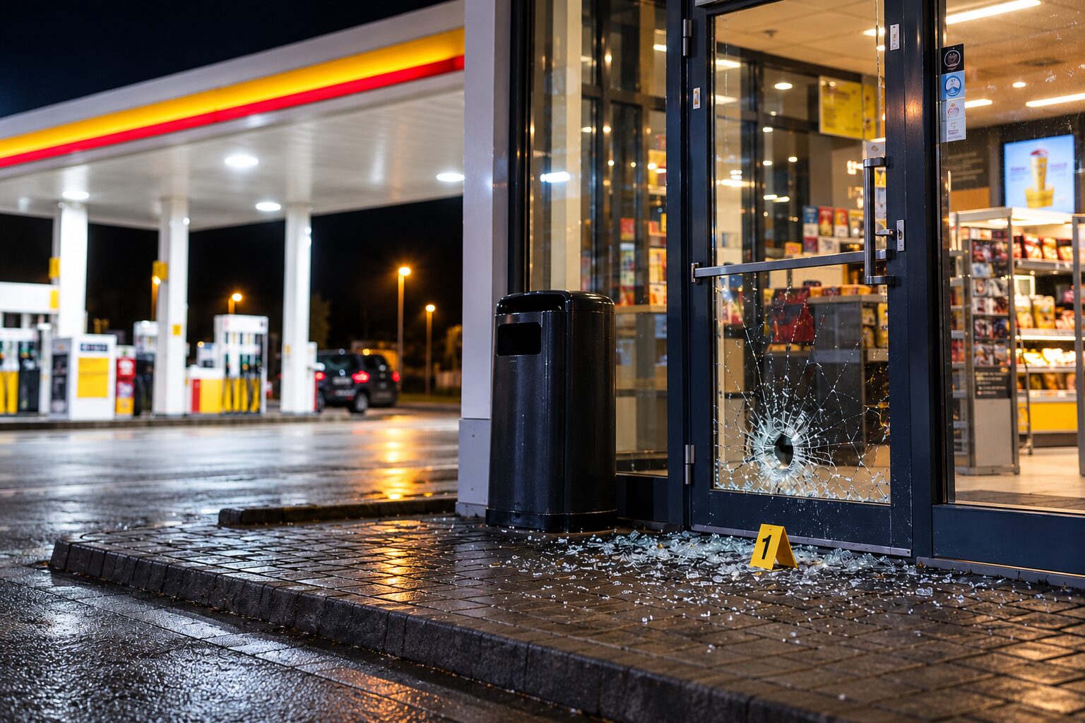 Streľba na čerpacej stanici Shell v Trenčíne: Muž sa pokúsil dostať dovnútra s puškou, súd rozdal tresty